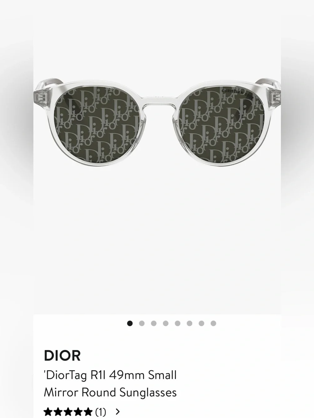 New in Box Dior Clear Frame Round Sunglasses with Patterned Monogram Dior Lenses